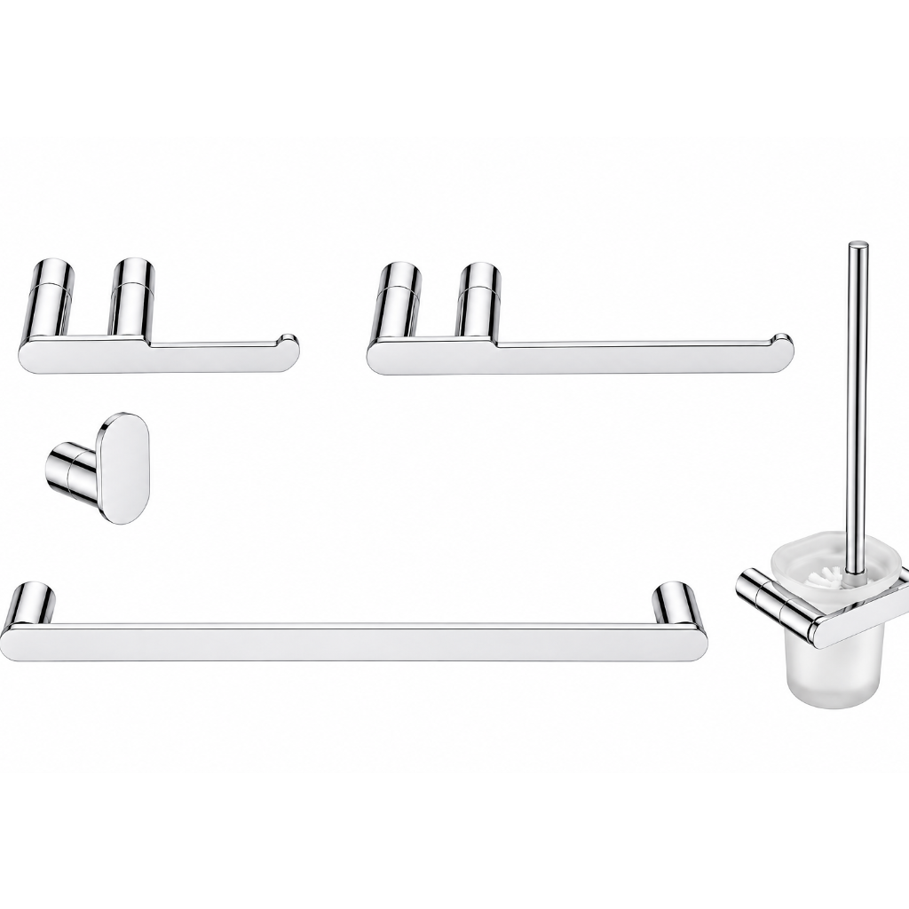 Lauretta Round 5-Piece Bathroom Accessories Set - Chrome