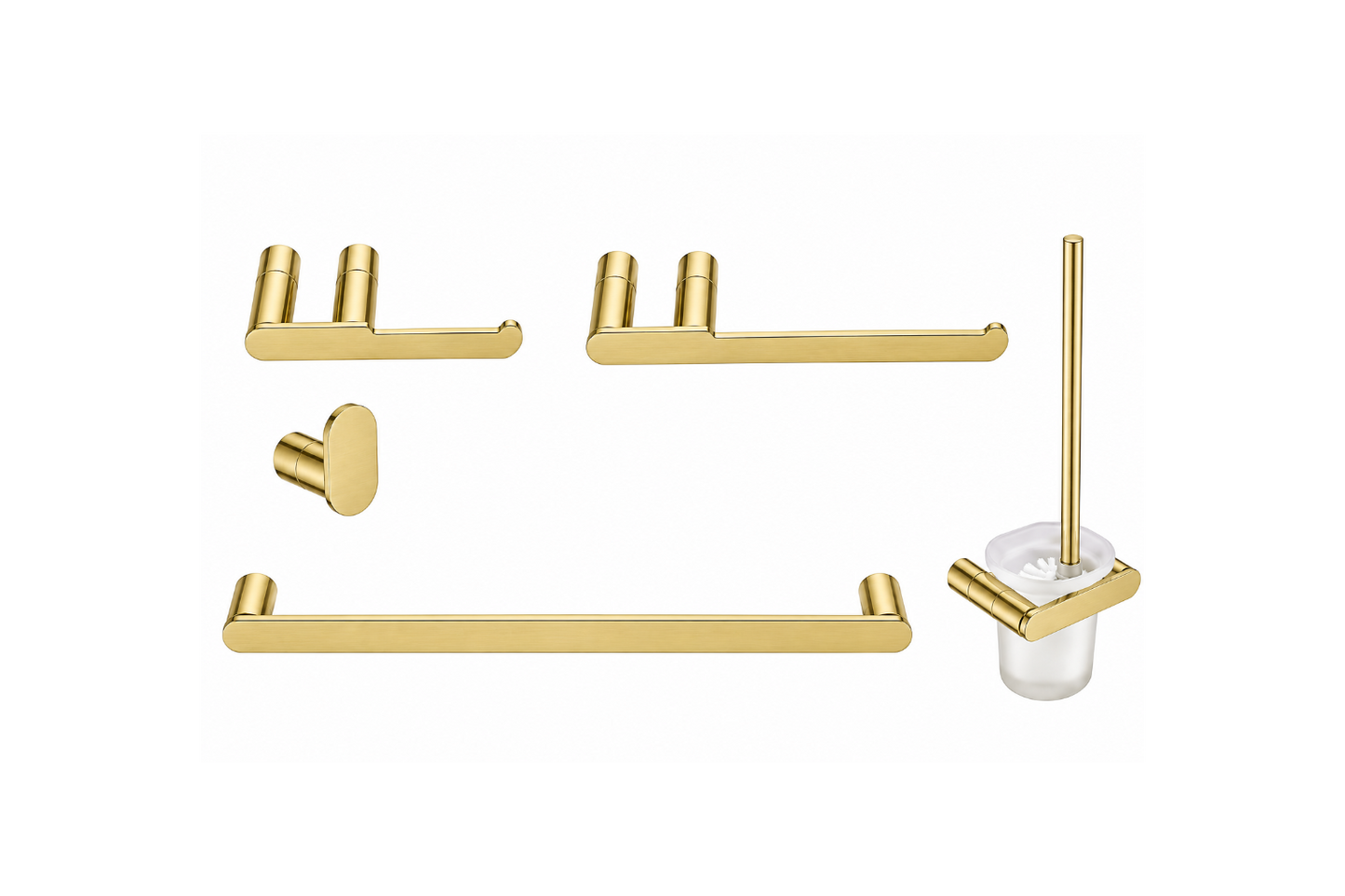 Lauretta Round 5-Piece Bathroom Accessories Set - Brushed Gold
