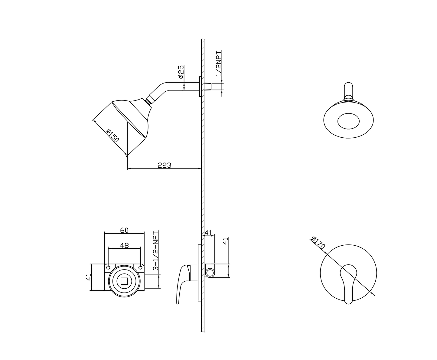 Brushed Gold Shower Faucet Lauretta-4