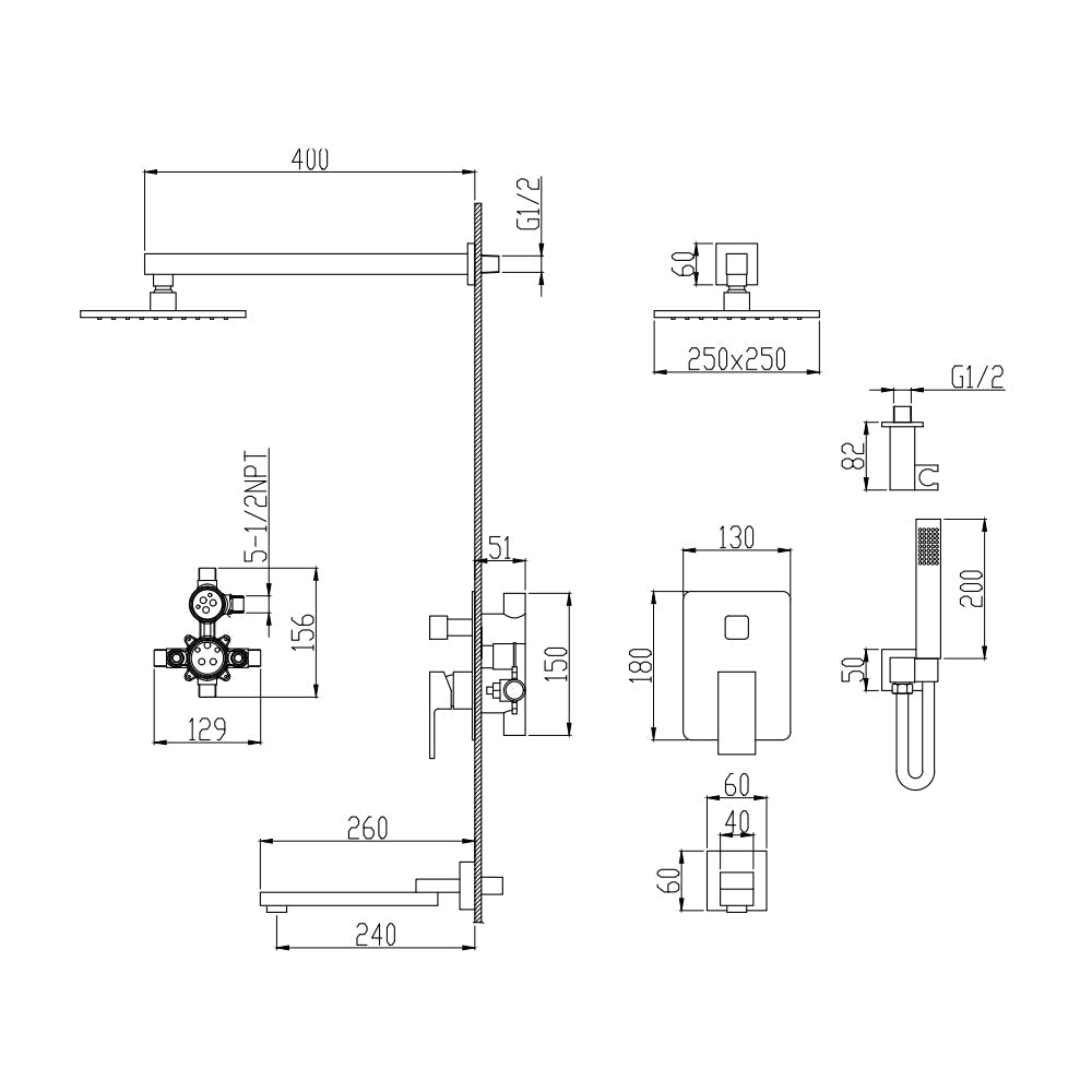 Matte Black Shower Faucet Lauretta-4