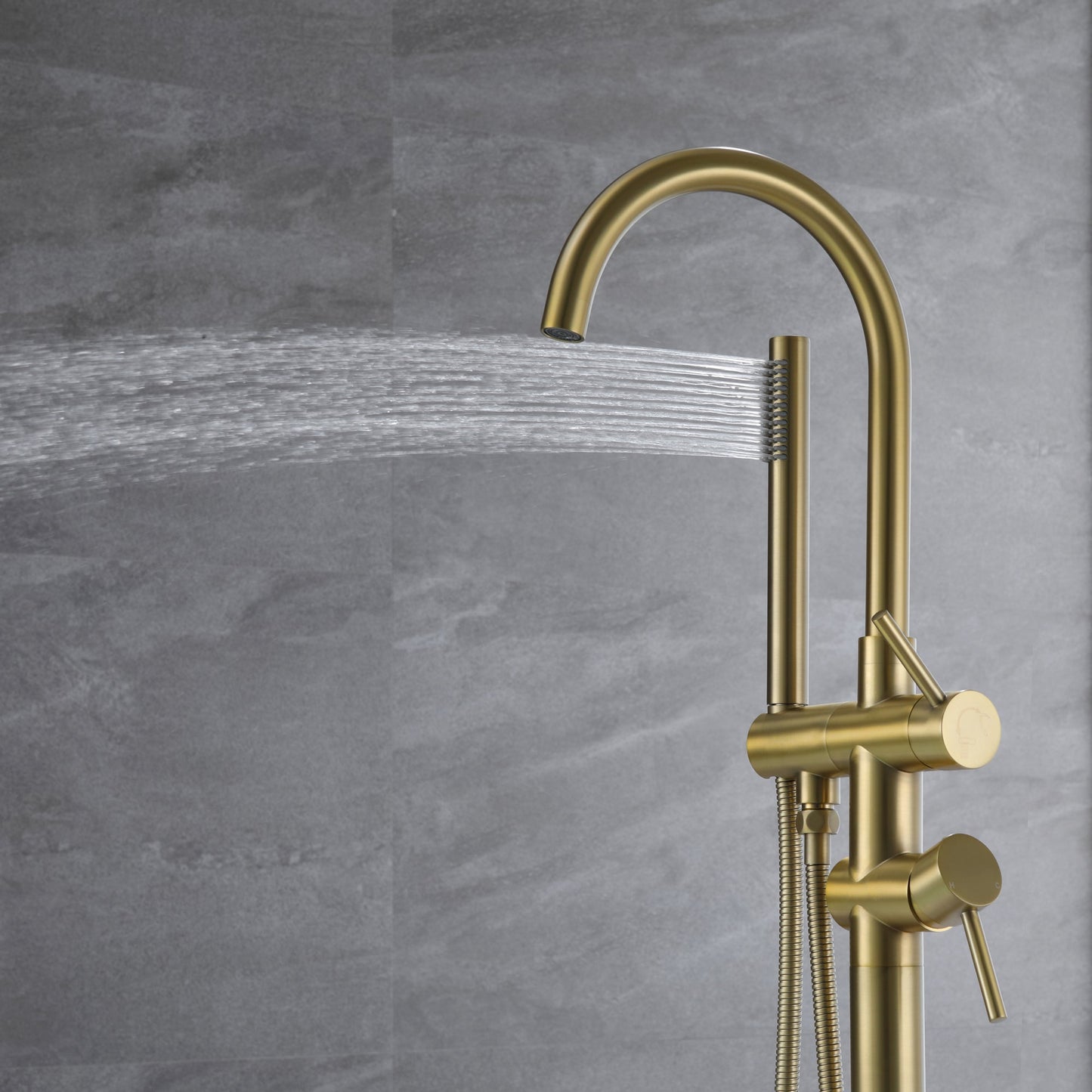 Brushed Gold Free Standing Bathub Faucet Lauretta-3