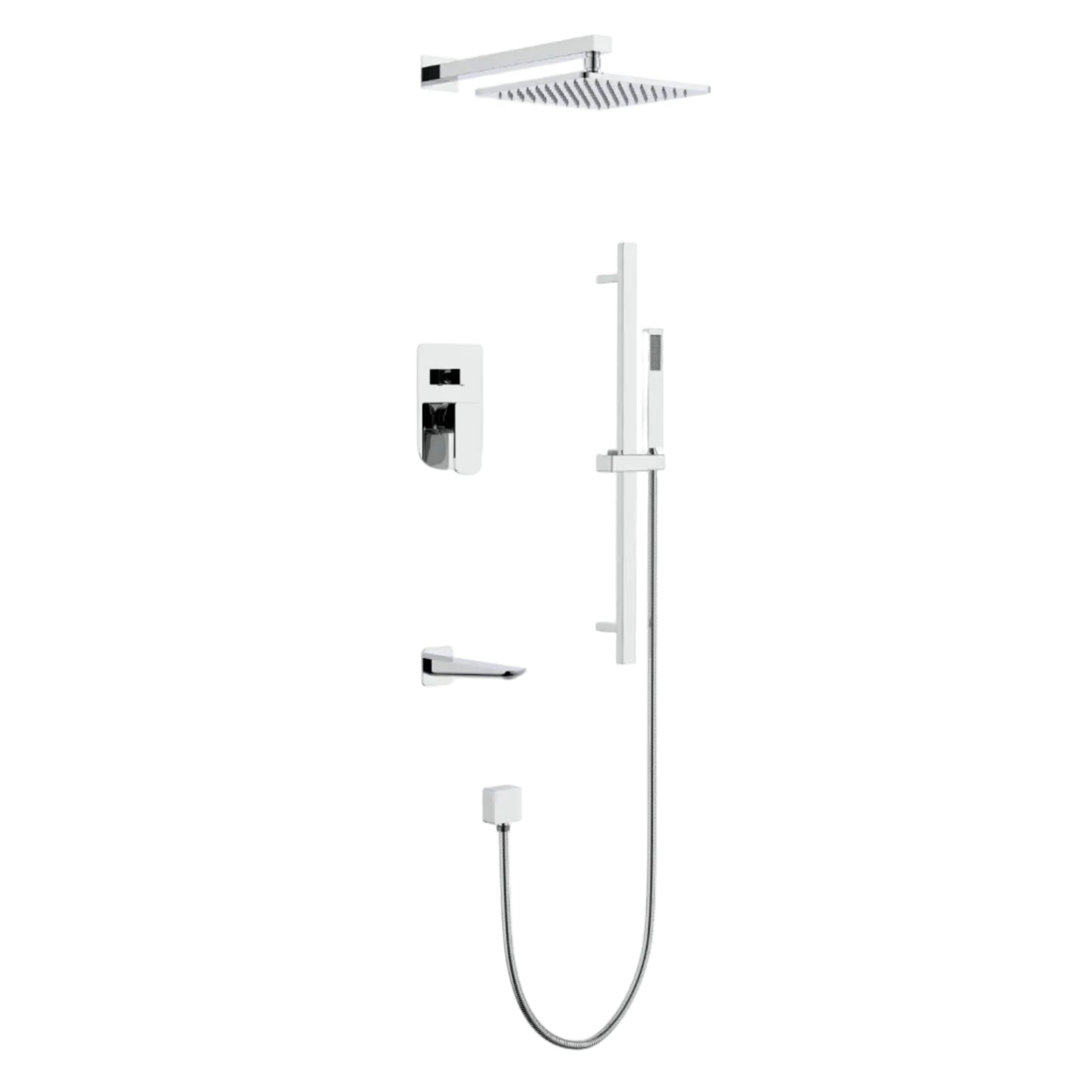 ROMA 3-way Shower Faucet with Tub Spout & Slide Bar - Chrome