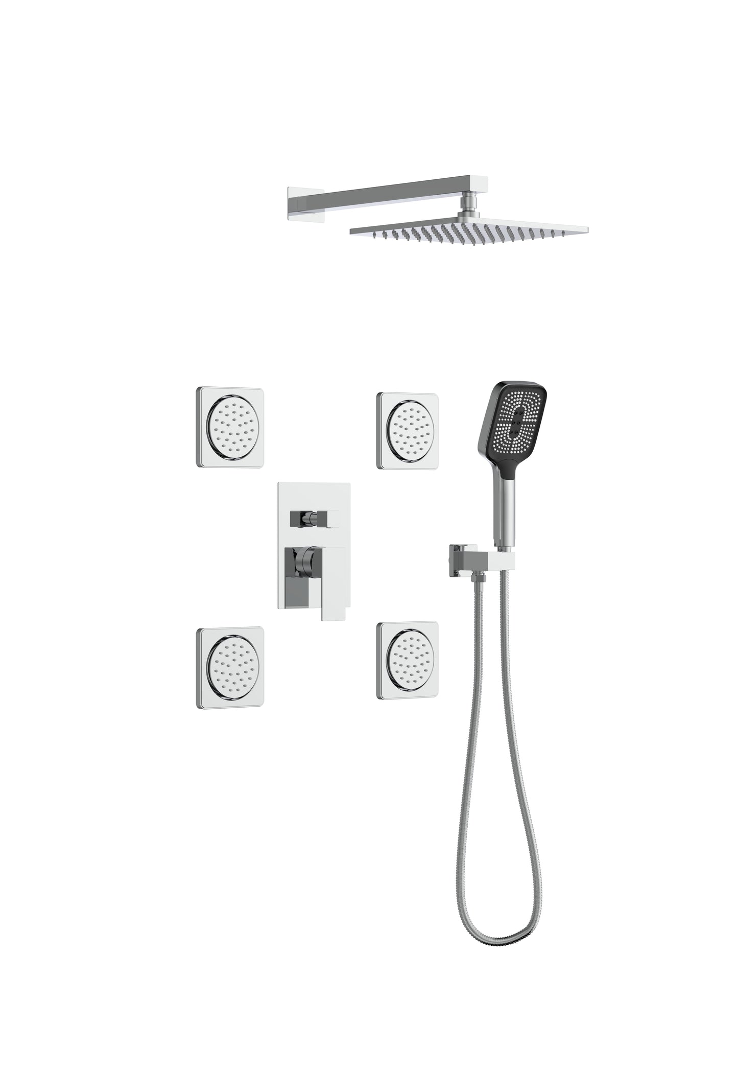 Lauretta TORINO 3-way Shower Faucet with Jets & Hand held - Matte Black