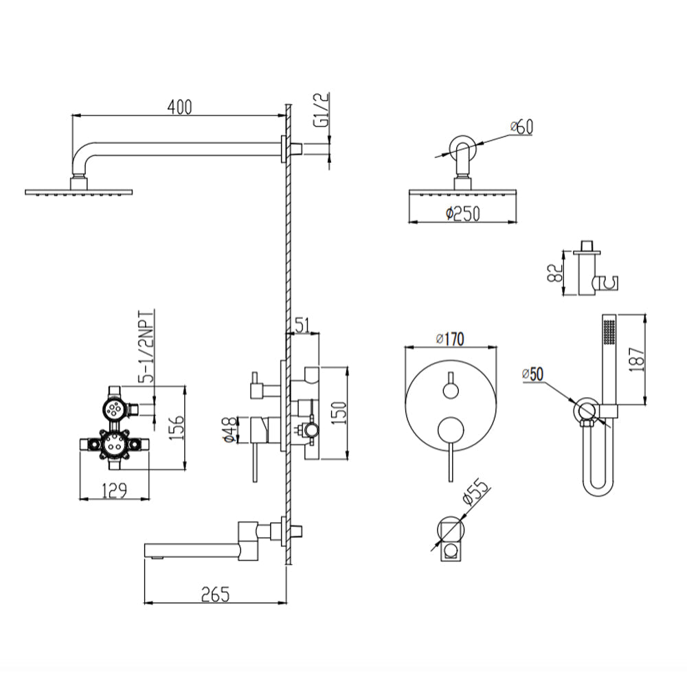 Lauretta Shower Faucet - TOSCANA