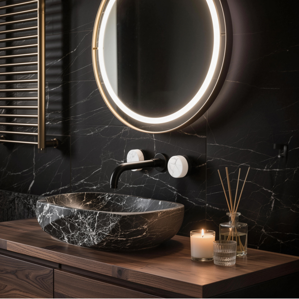 Lauretta Robinet de lavabo mural à 3 trous - BLACK LABEL