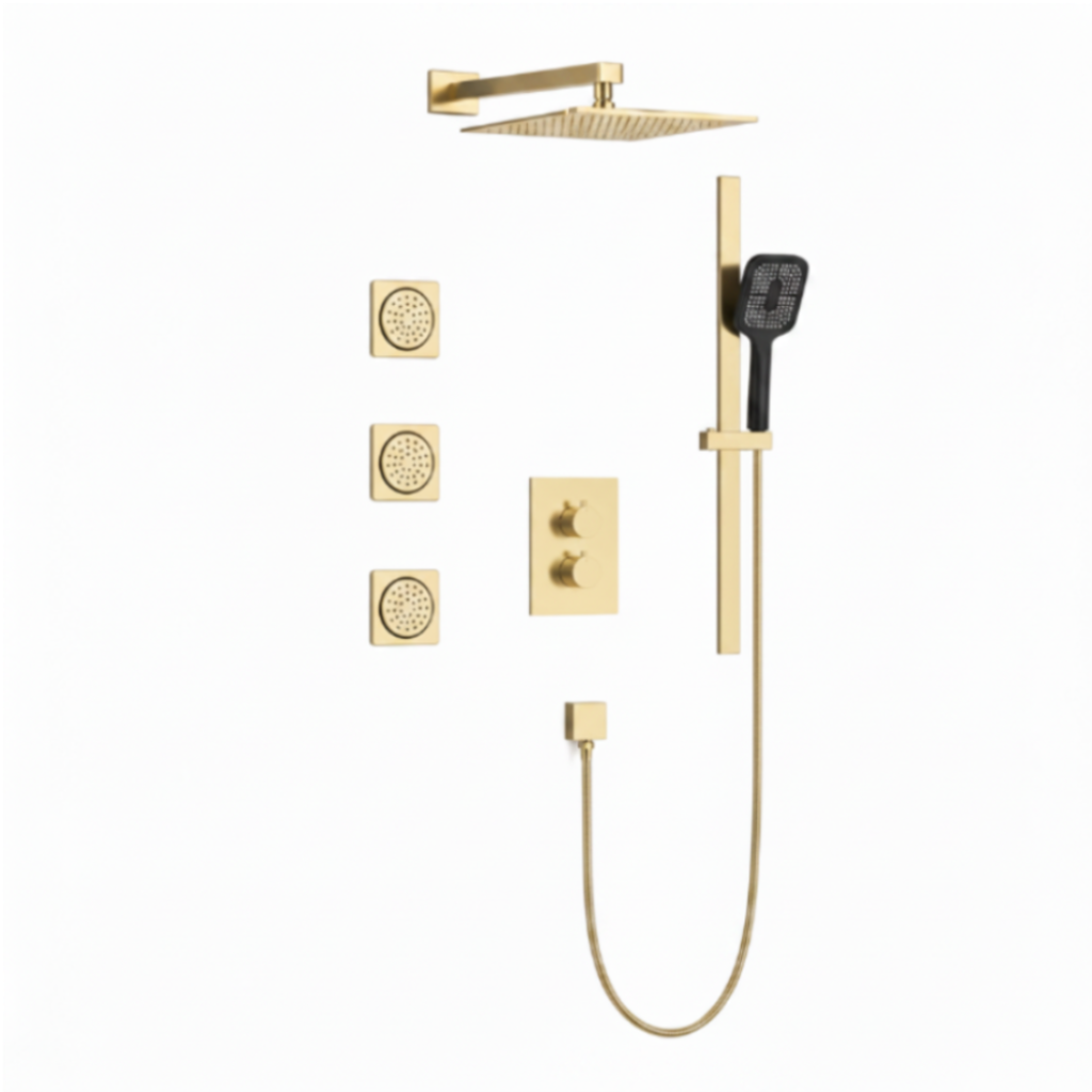 Lauretta FIRENZE 3-Way Thermostatic Shower Faucet - Brushed Gold