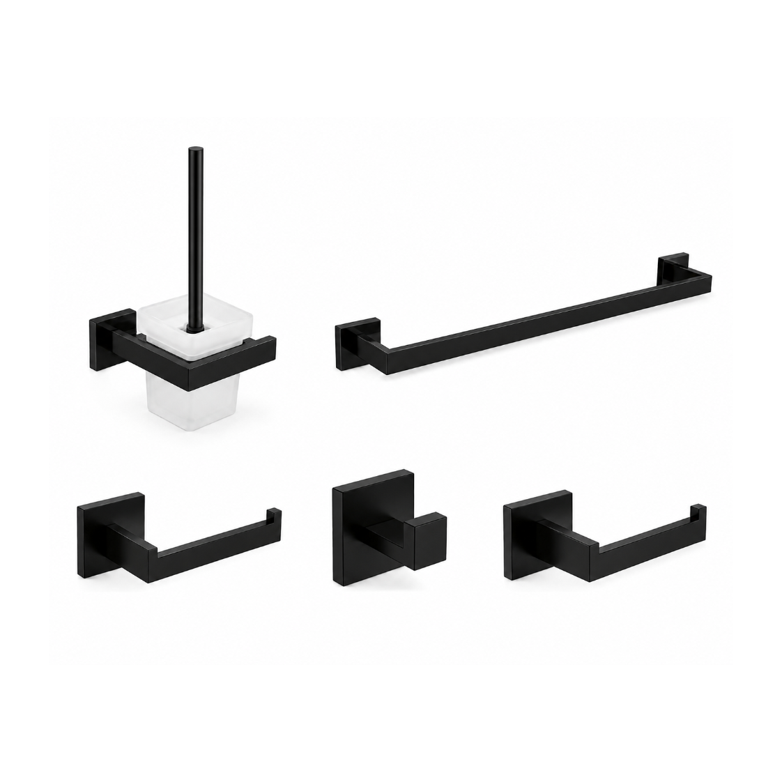 Lauretta Square 5-Piece Bathroom Accessories Set - Matte Black