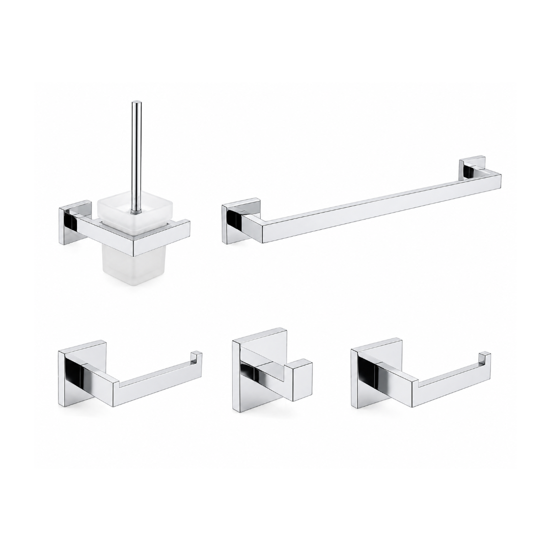 Lauretta Square 5-Piece Bathroom Accessories Set - Chrome