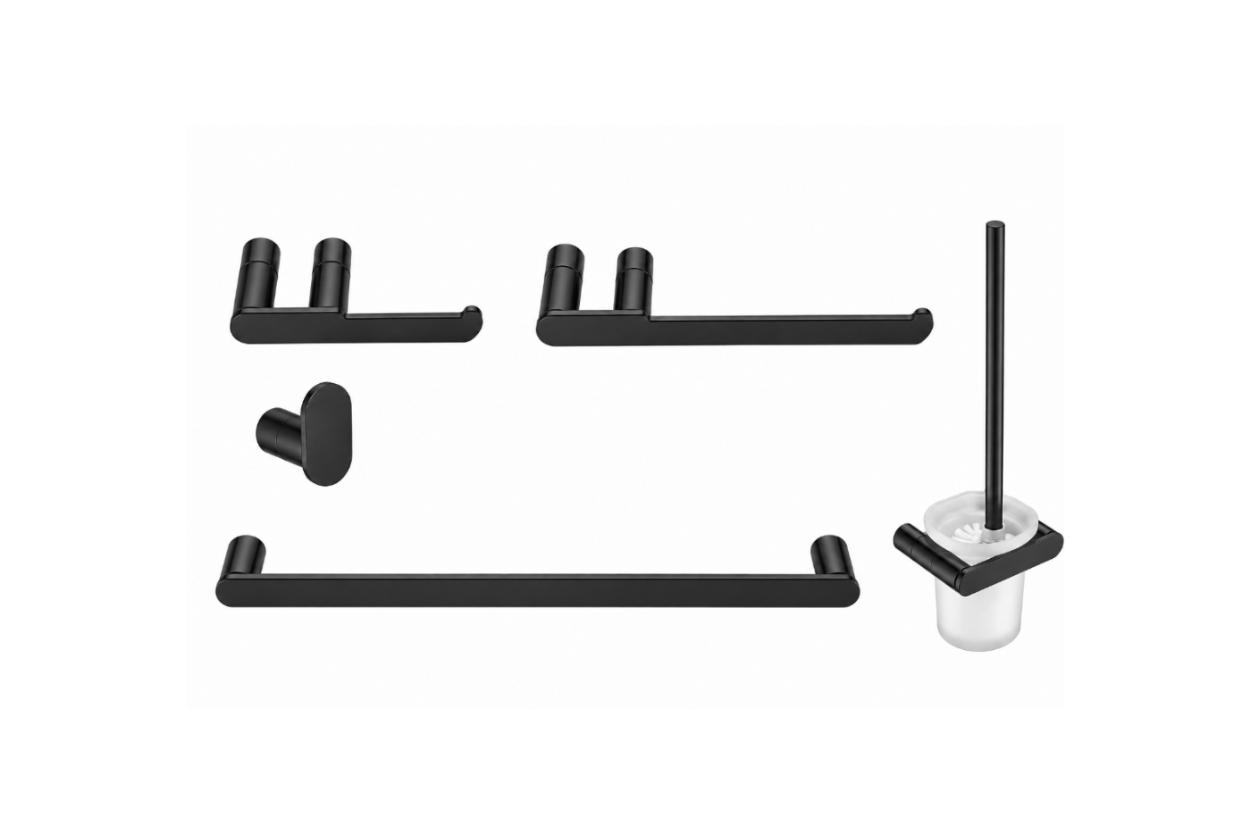 Lauretta Round 5-Piece Bathroom Accessories Set - Matte Black