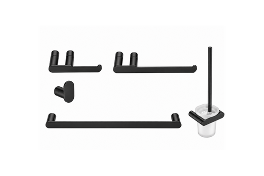 Lauretta Round 5-Piece Bathroom Accessories Set - Matte Black
