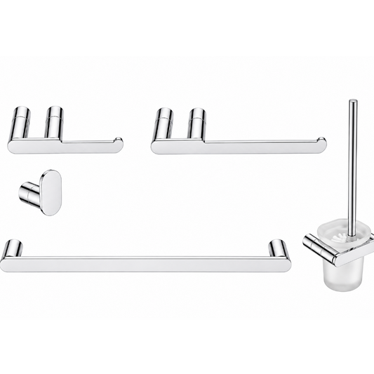 Lauretta Round 5-Piece Bathroom Accessories Set - Chrome