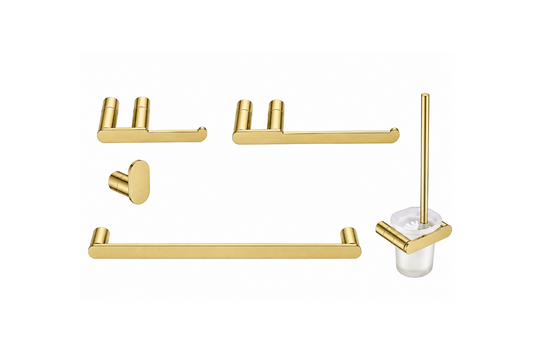 Lauretta Round 5-Piece Bathroom Accessories Set - Brushed Gold