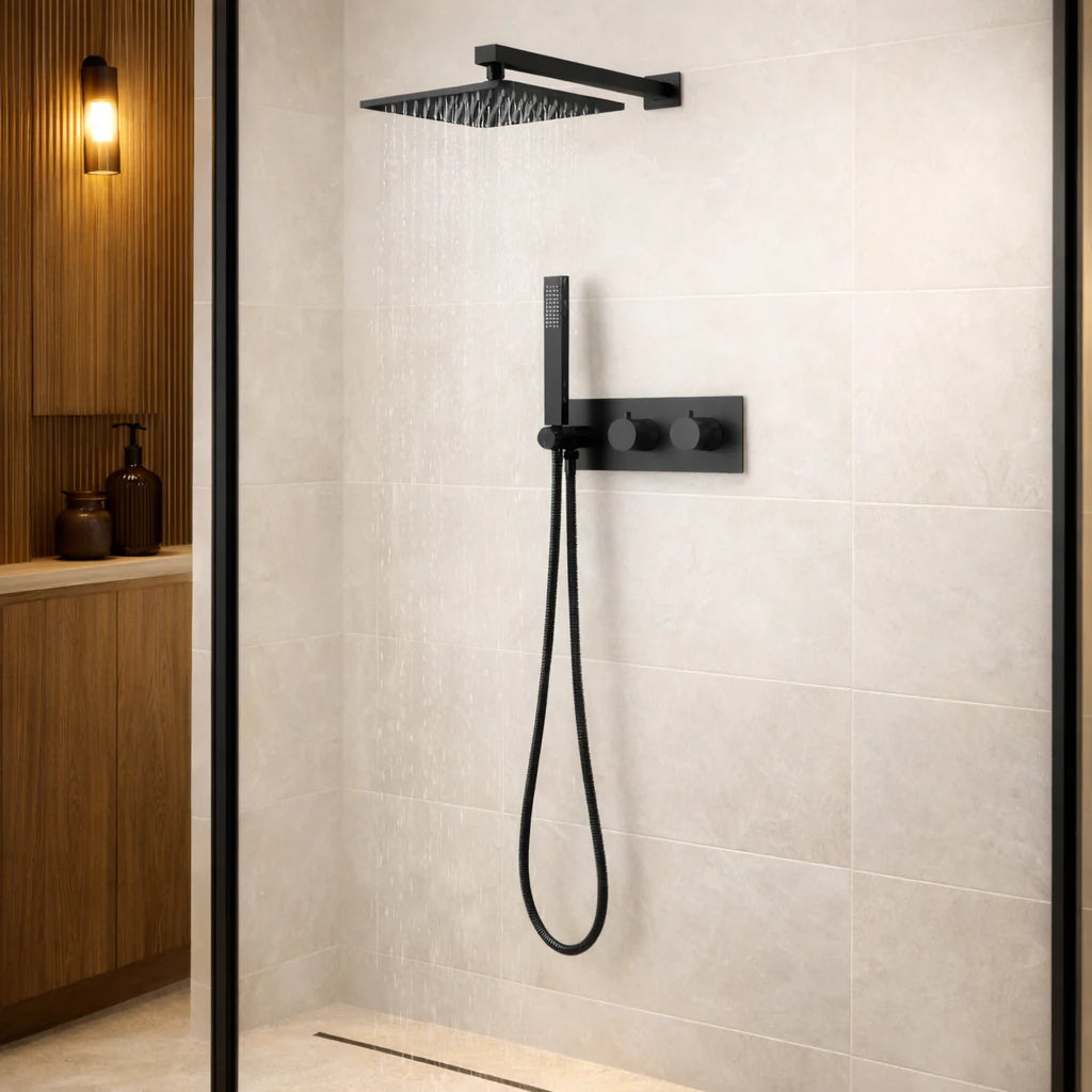 FIRENZE 2-way Thermostatic Shower Faucet with Hand Held - Matte Black