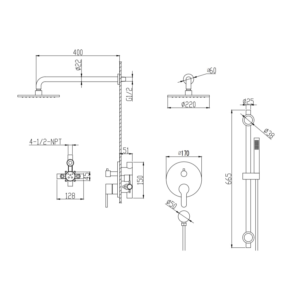 Lauretta Robinet de douche - LAZIO Chrome