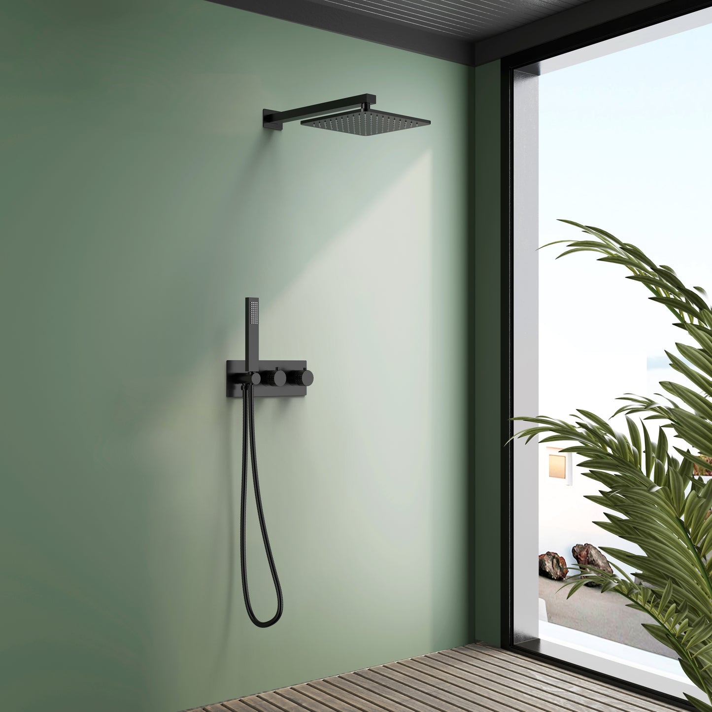 FIRENZE 2-way Thermostatic Shower Faucet with Hand Held - Matte Black