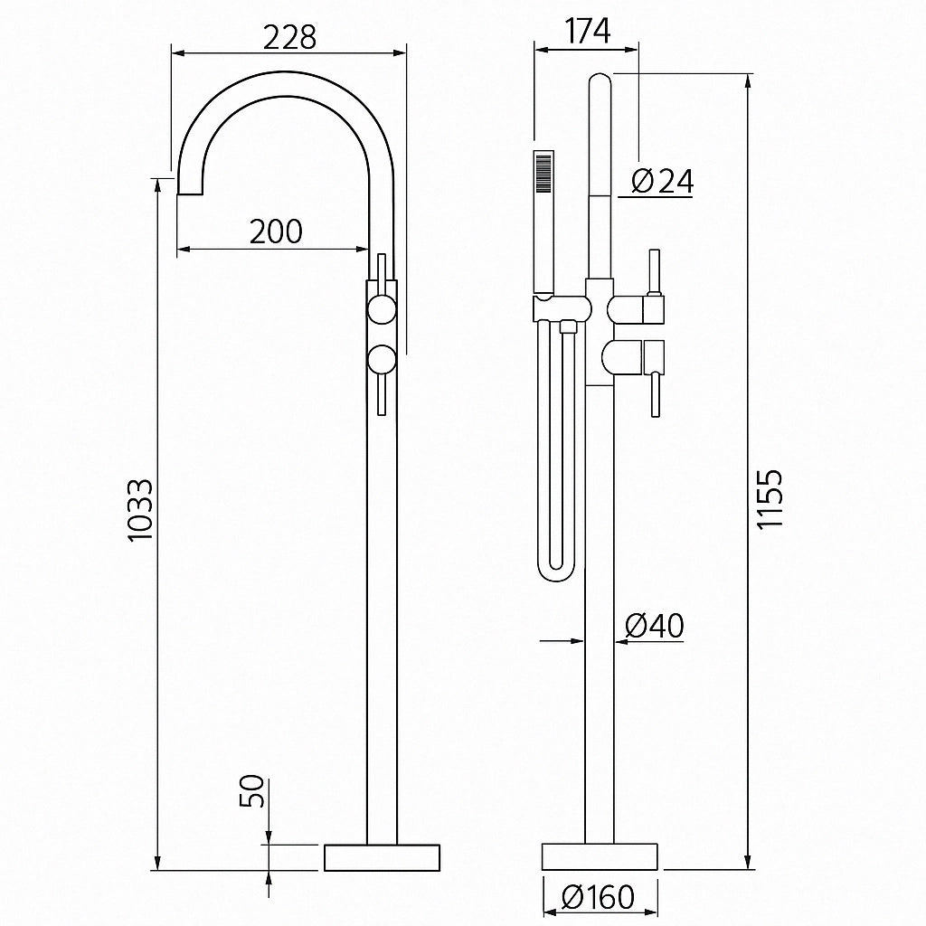 Lauretta Robinet de Bain Autoportant - PERUGIA Chrome