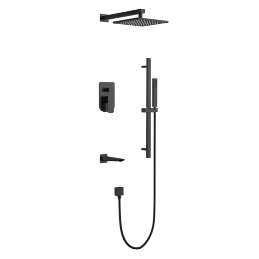 Lauretta ROMA 3-way Shower Faucet with Tub Spout & Slide Bar - Matte Black