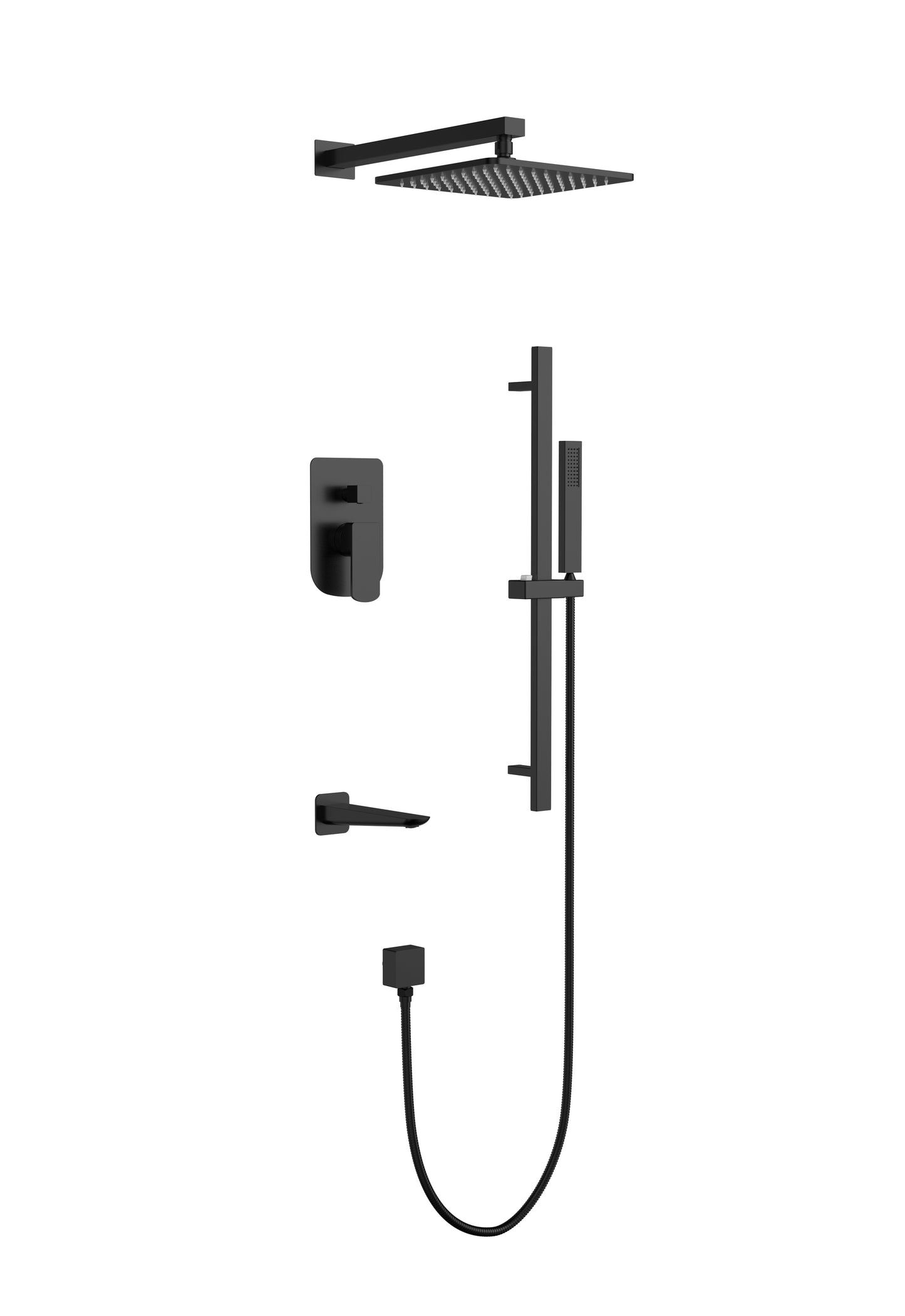 ROMA 3-way Shower Faucet with Tub Spout & Slide Bar - Matte Black