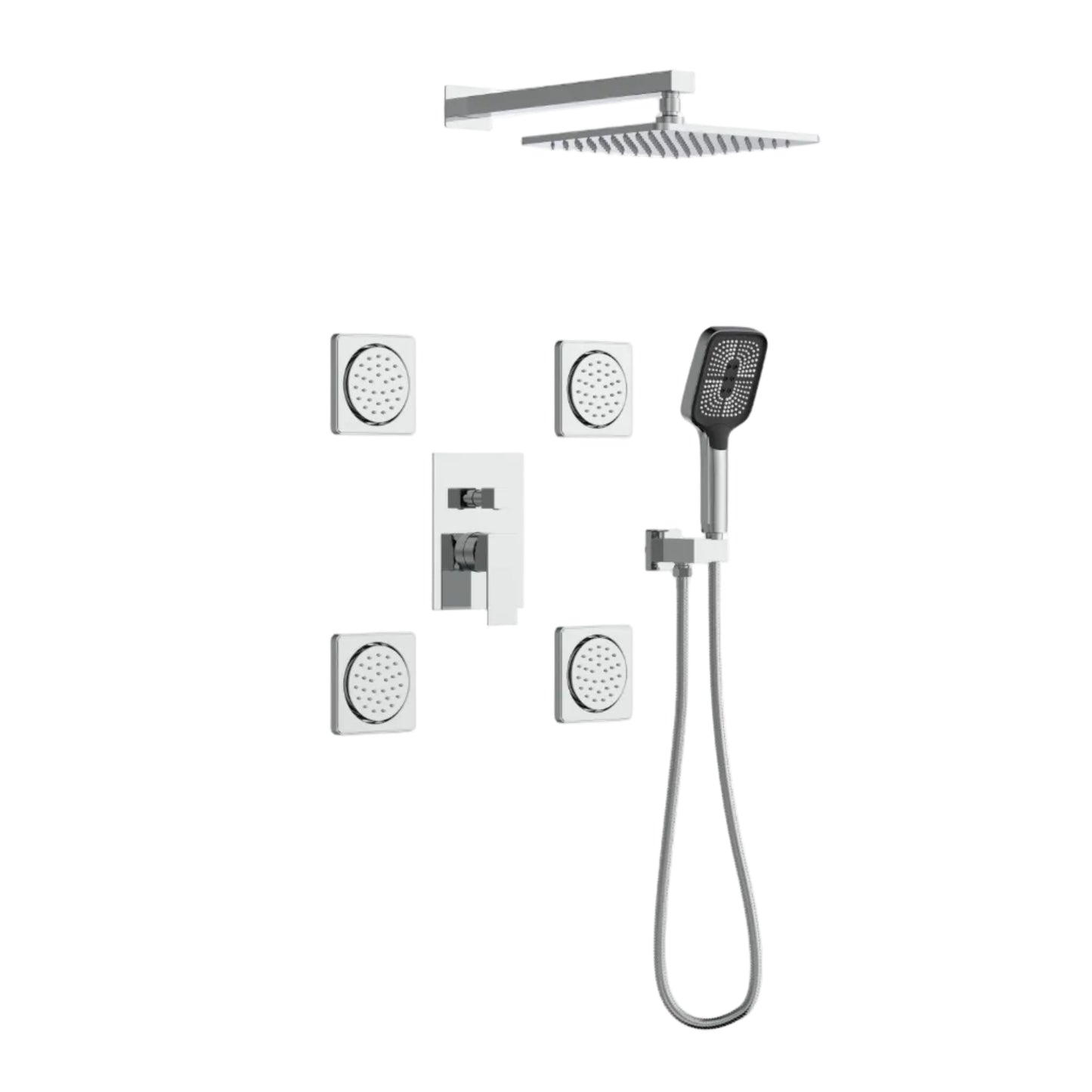 Lauretta TORINO 3-way Shower Faucet with Tub Spout & Slide Bar - Chrome