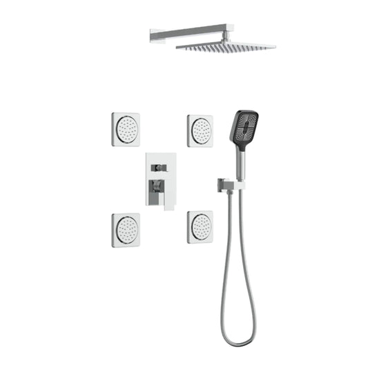 Lauretta TORINO 3-way Shower Faucet with Tub Spout & Slide Bar - Chrome