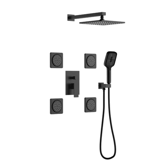 Lauretta TORINO 3-way Shower Faucet with Jets & Hand held - Matte Black