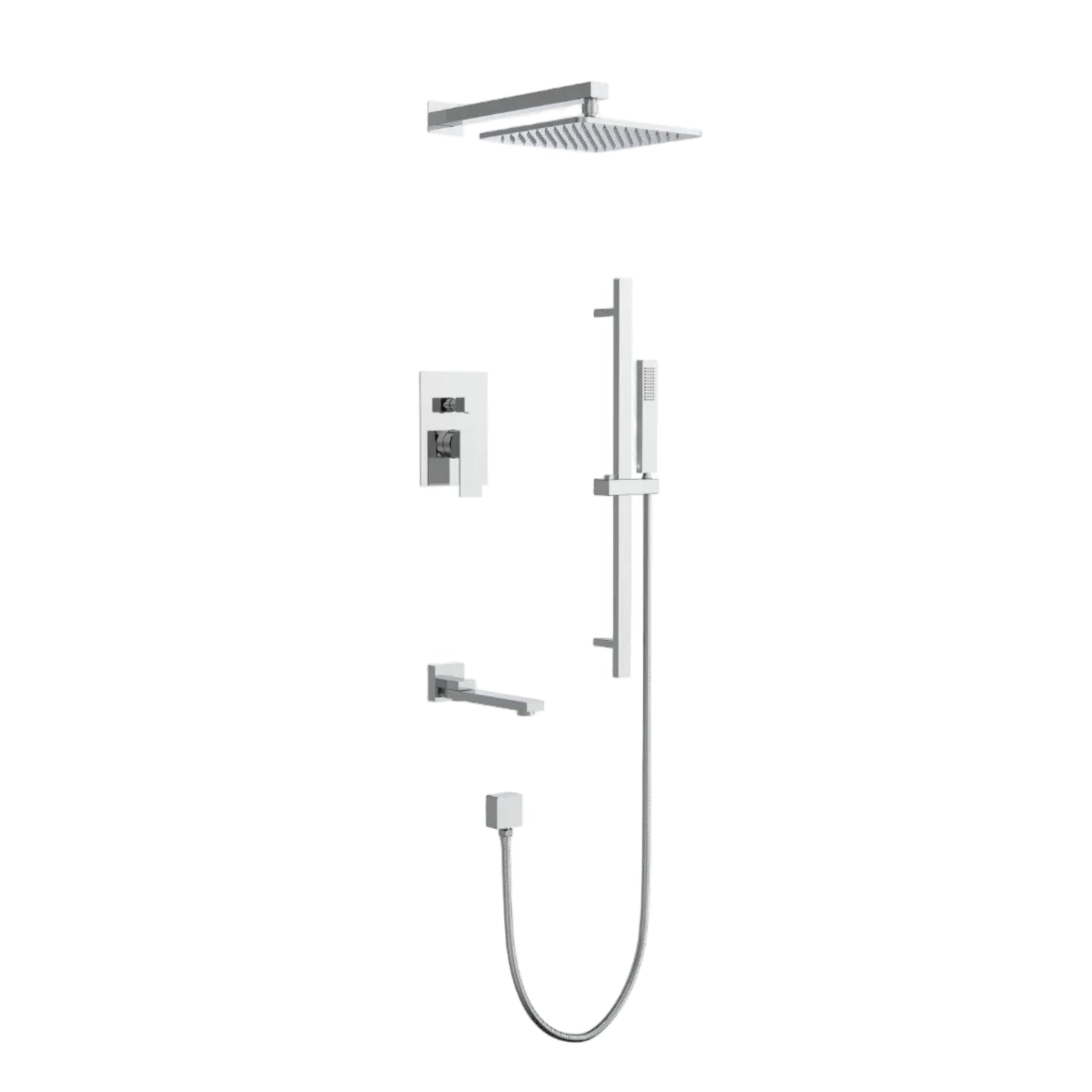 Lauretta TORINO 3-way Shower Faucet with Tub Spout & Slide Bar - Chrome