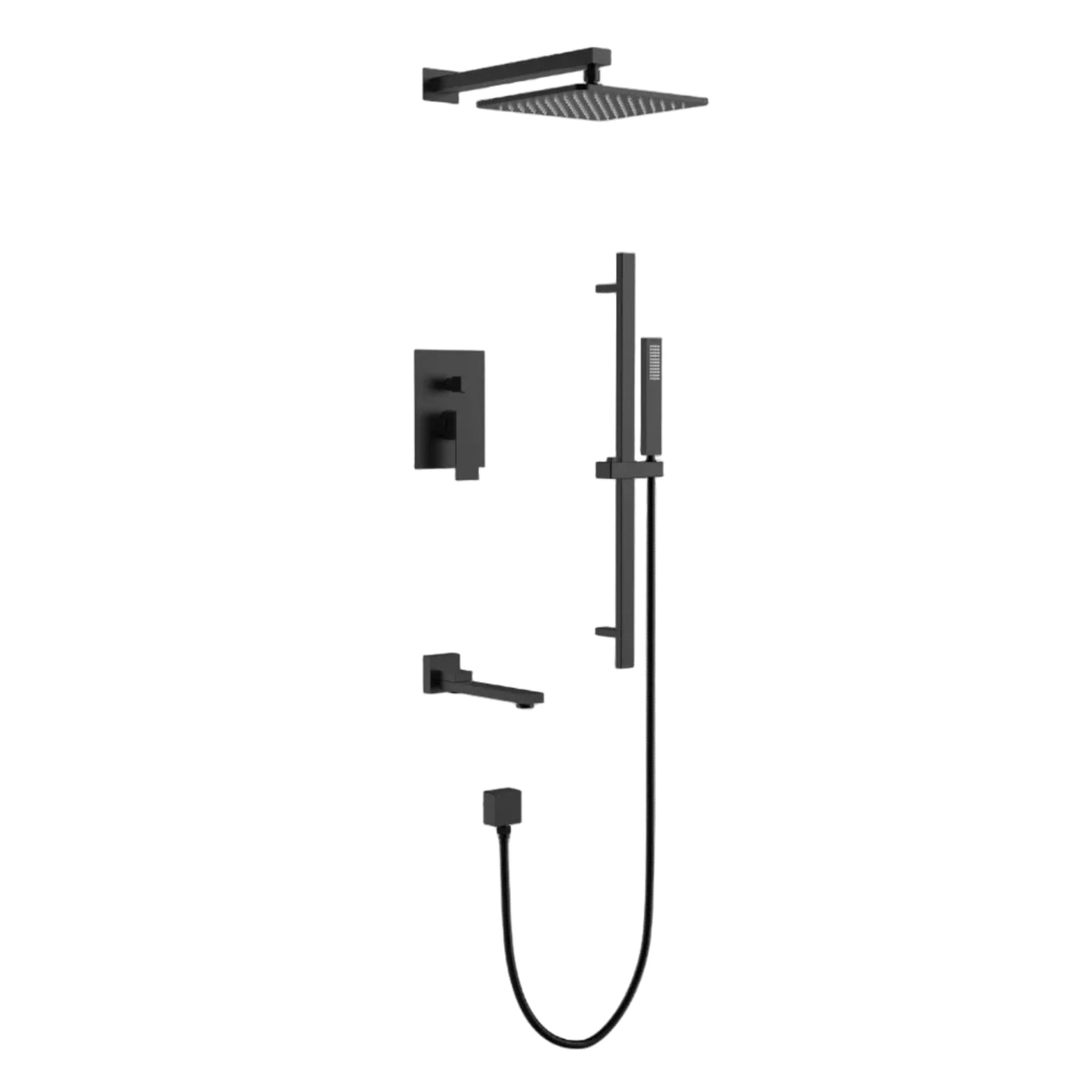 Lauretta TORINO 3-way Shower Faucet with Tub Spout & Slide Bar - Matte Black