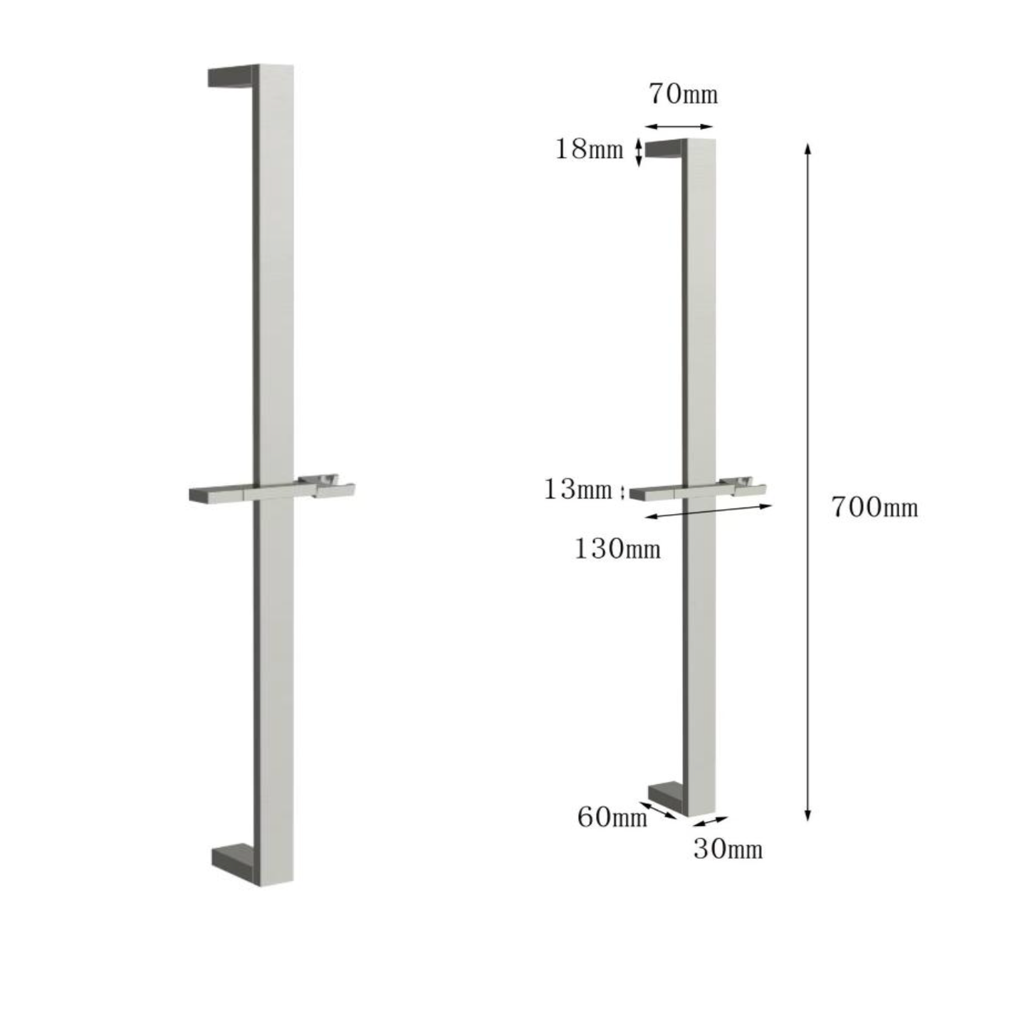 Lauretta Sliding Shower Rail - SIENNA Brushed Nickel