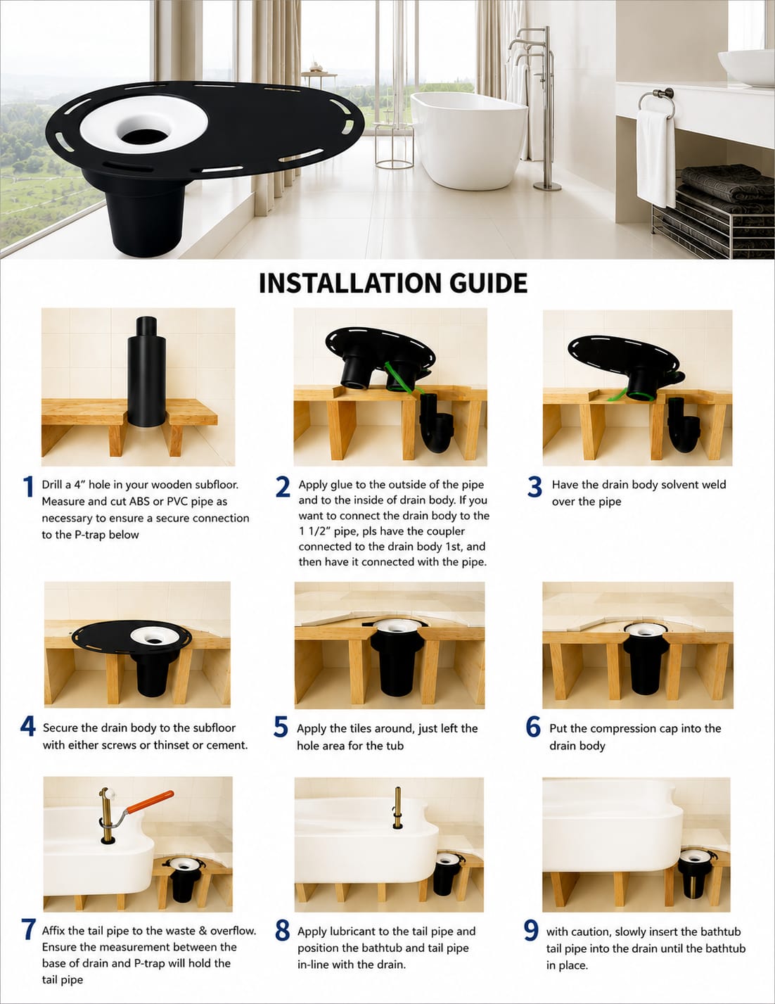 Lauretta Free-standing Drop-In Drain