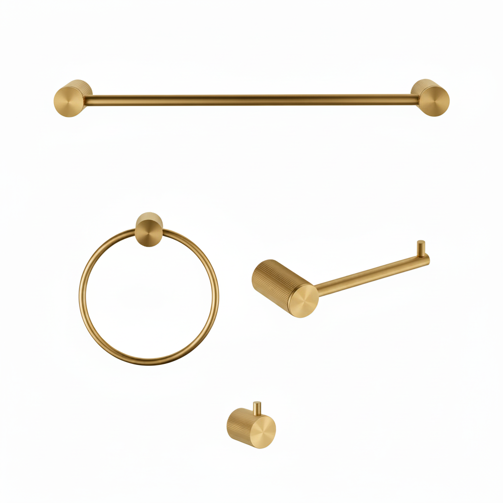 Bathroom Accessories Bundle - Brushed Gold