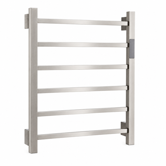 Enhanced UMBRIA electric towel rack on white background