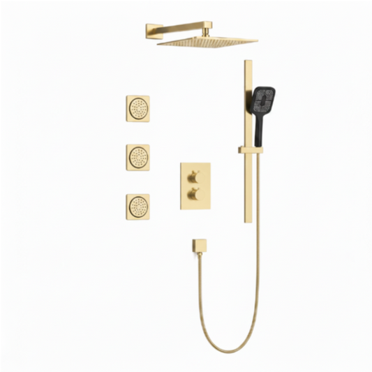 Lauretta FIRENZE 3-Way Thermostatic Shower Faucet - Brushed Gold