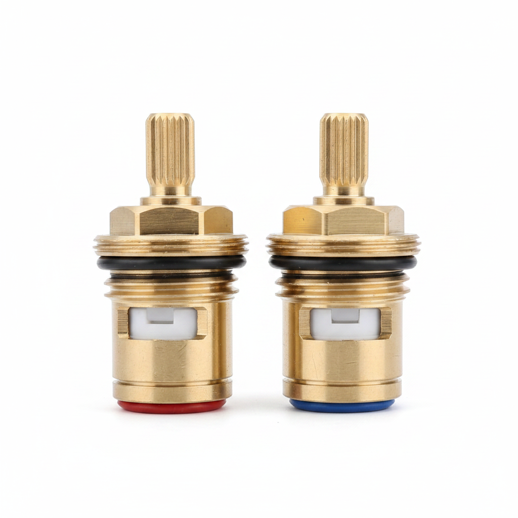 Lauretta TORINO FIRENZE widespread faucet hot and cold cartridge set on white background