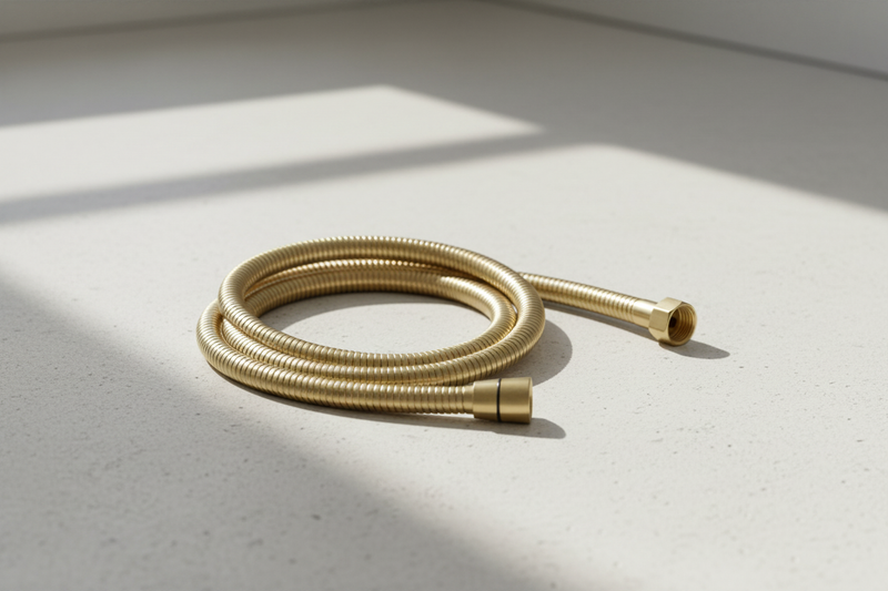 Shower hose coiled on the floor